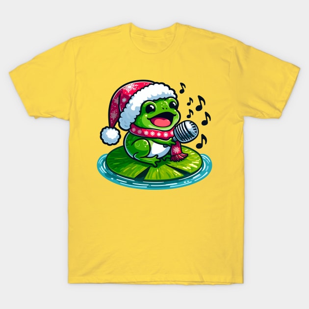 Christmas Carol Frog T-Shirt by PrintSoulDesigns